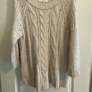 Loft Oatmeal Cable Knit Sweater